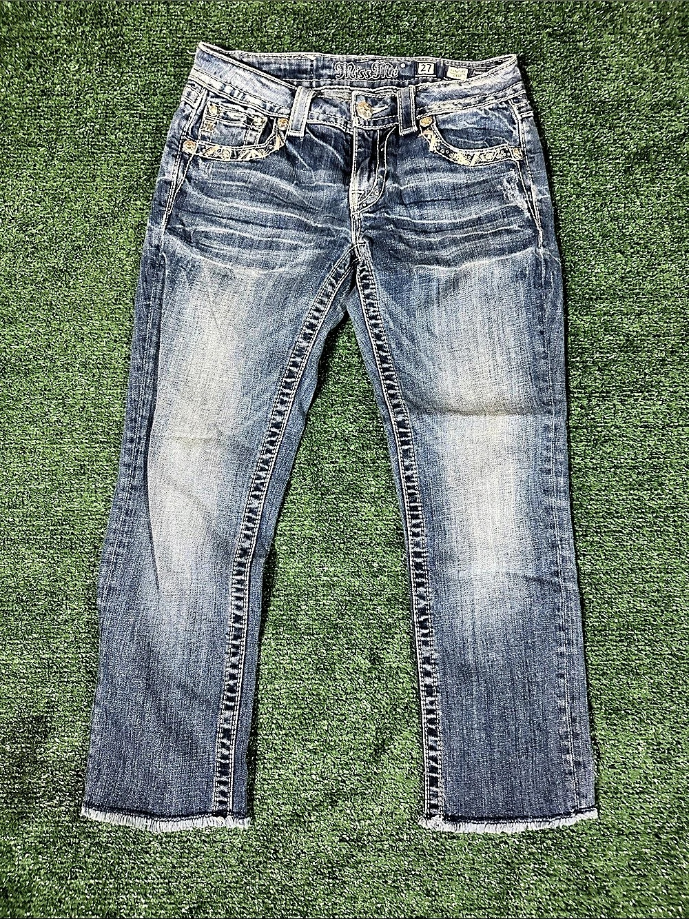 Miss Me Signature Skinny Embellished Bootcut Jeans Waist 27